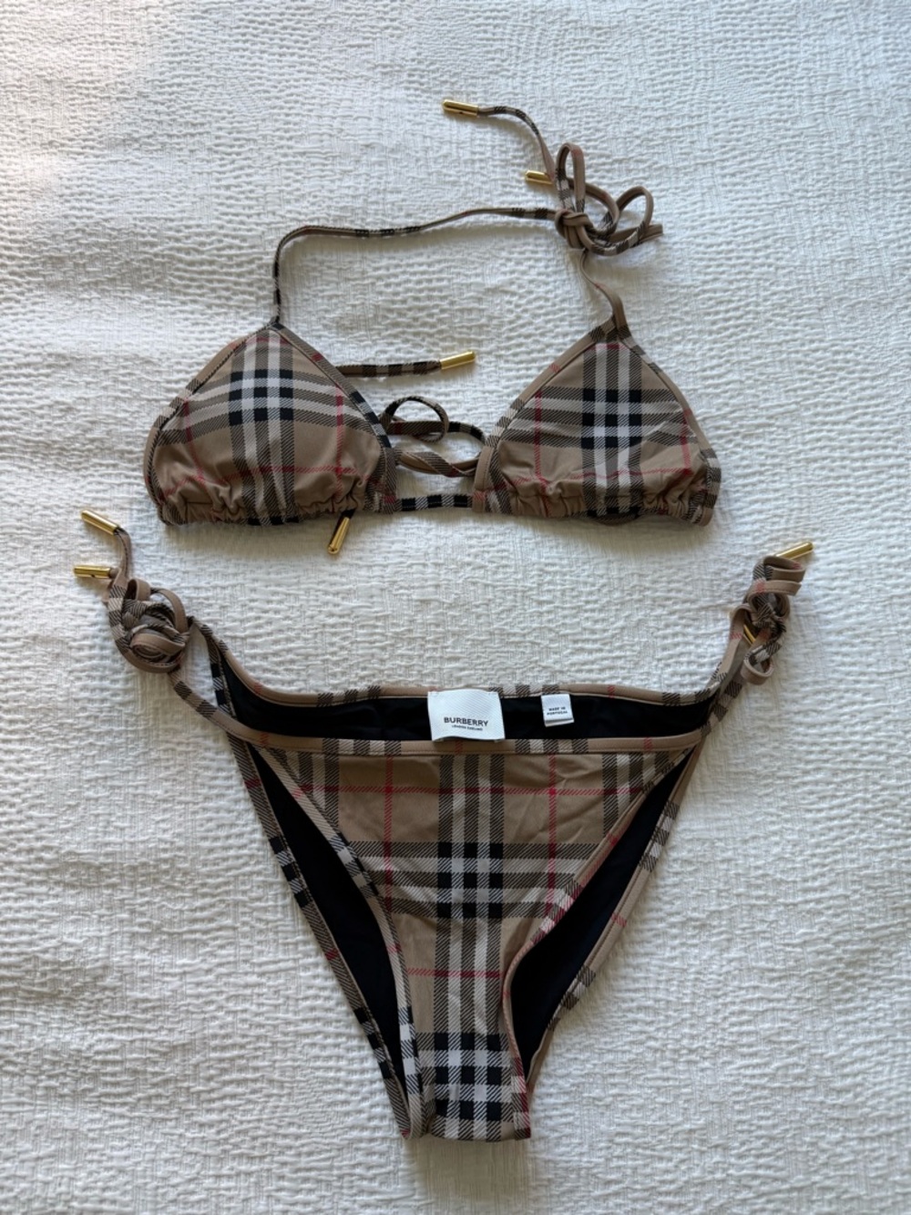 Burberry Beige and Black Classic Check Bikini Bottom